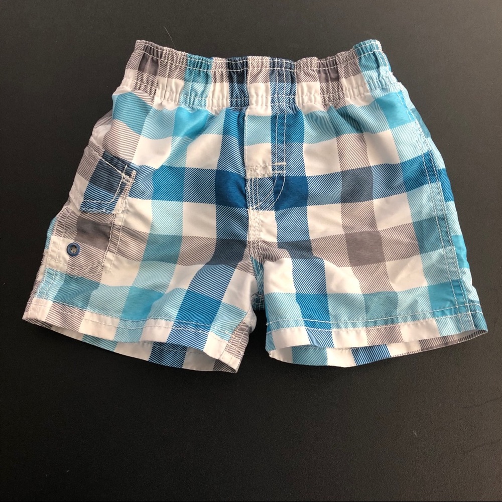1989 Place Plaid Swim Trunks Size 6-9 Months
